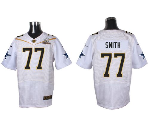 Nike Cowboys #77 Tyron Smith White 2016 Pro Bowl Men's Stitched NFL Elite Jersey - Click Image to Close